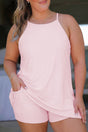 Plus Size Sleeveless Dress With Built-In Shorts Set