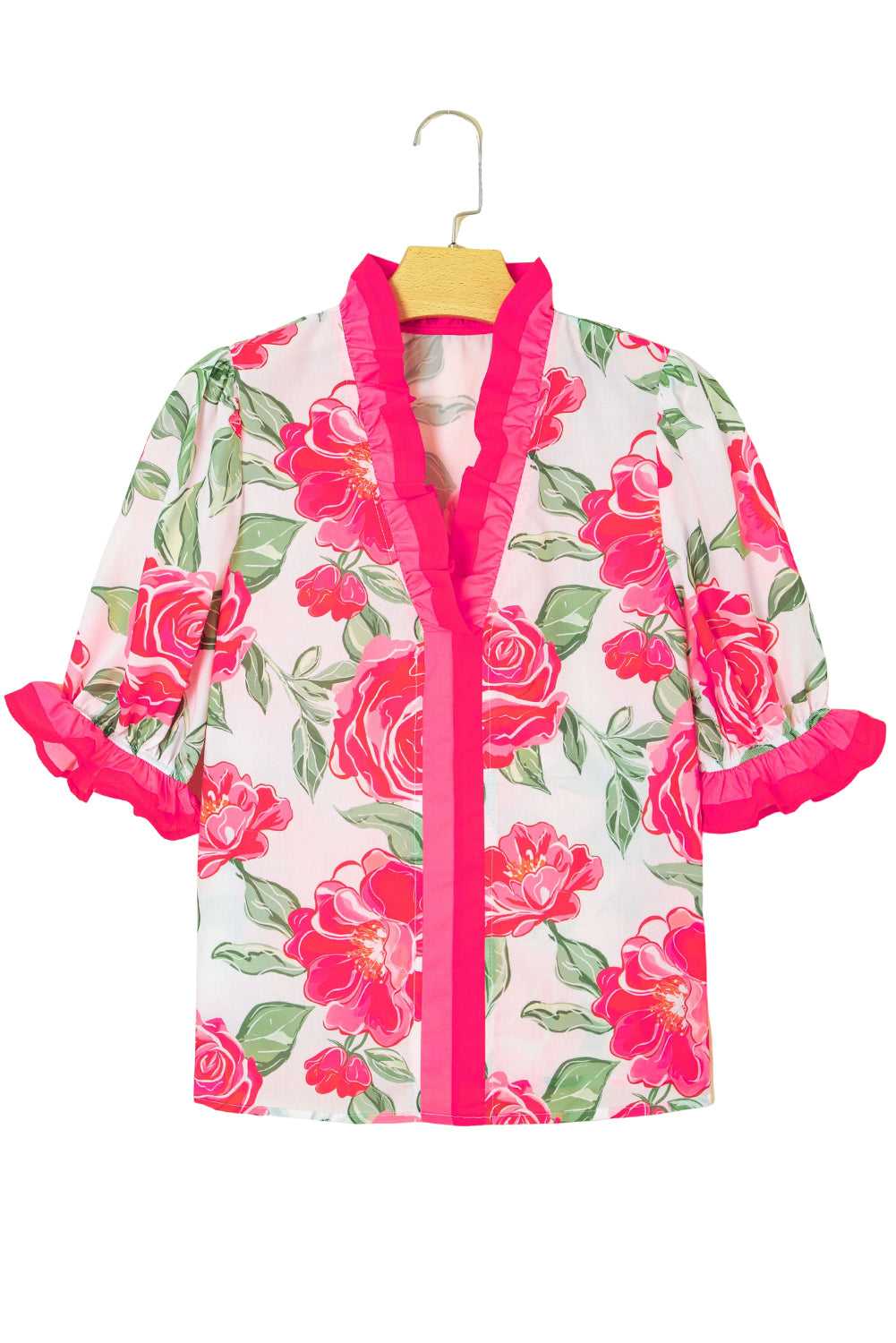 Fashionfitz Rosy Bloom Frill Blouse for Trendy Looks