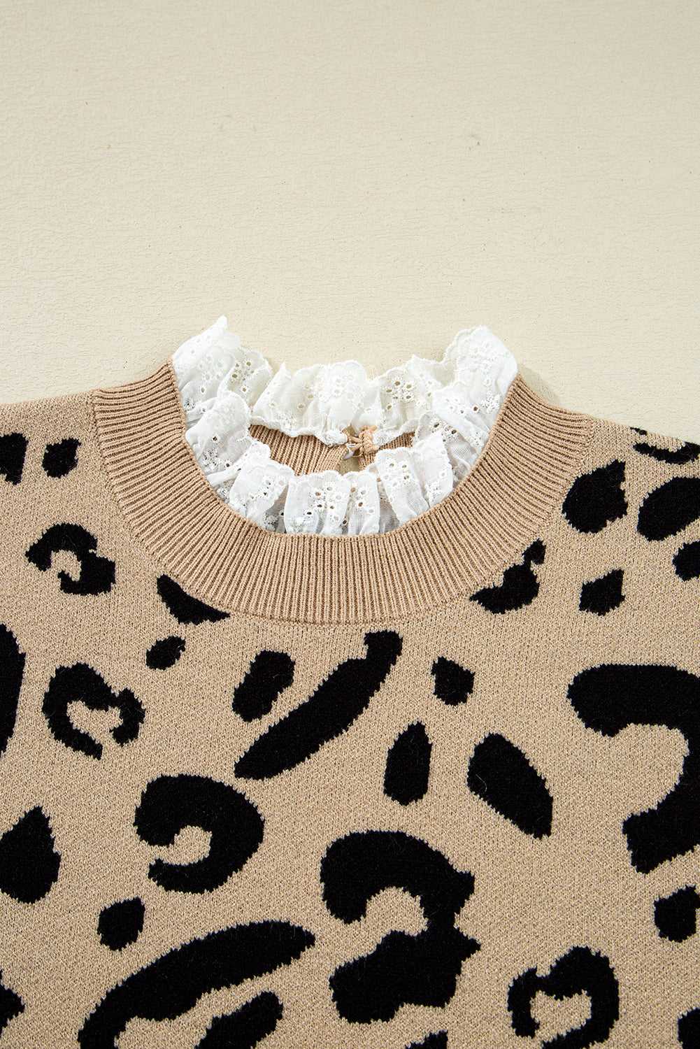 Leopard Lace Cuff Knit Sweater