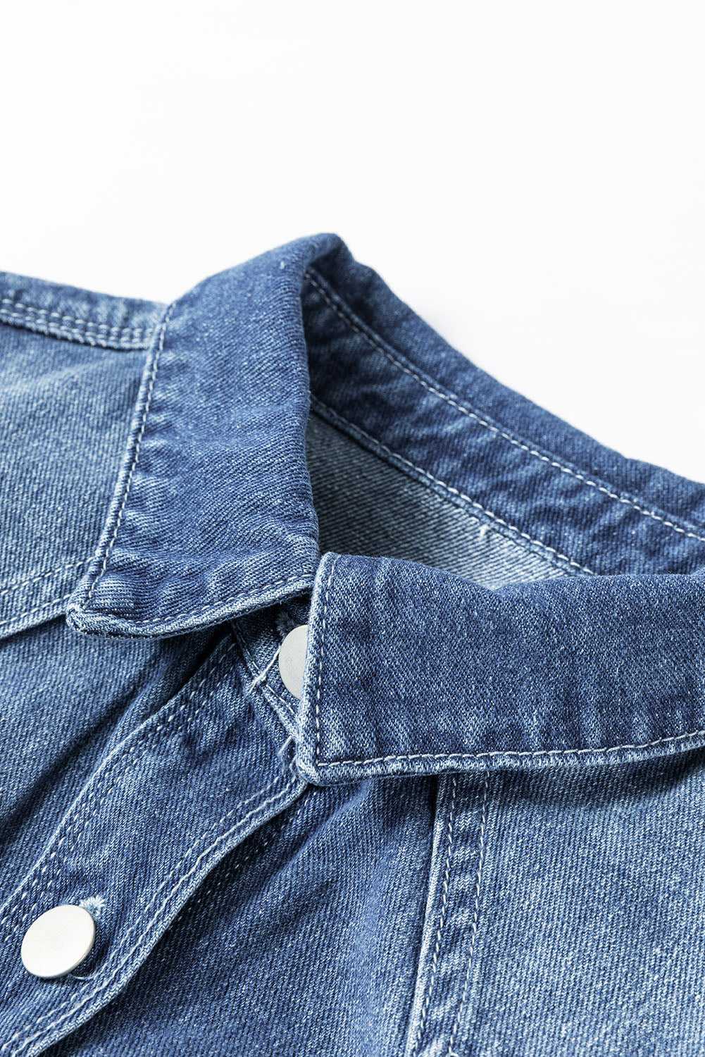 Light Wash Frayed Denim Duster