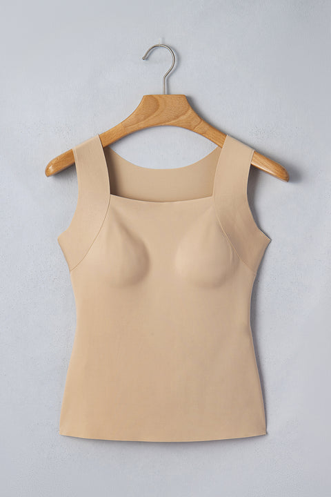 Wide strap splicing athleisure square neck tank top front view | Fashionfitz UK
