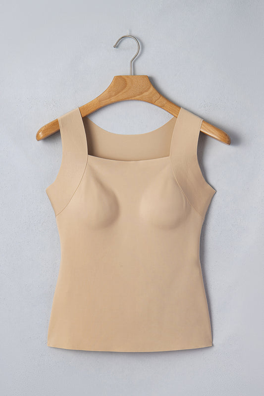 Wide Strap Splicing Athleisure Square Neck Tank Top Women UK