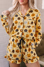 Pumpkin Face Ruffle Long Sleeve Lounge Set Women UK