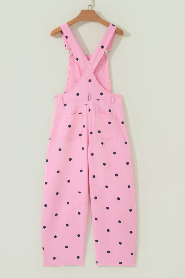 Polka Dot Denim Barrel Overalls Jumpsuit Women UK
