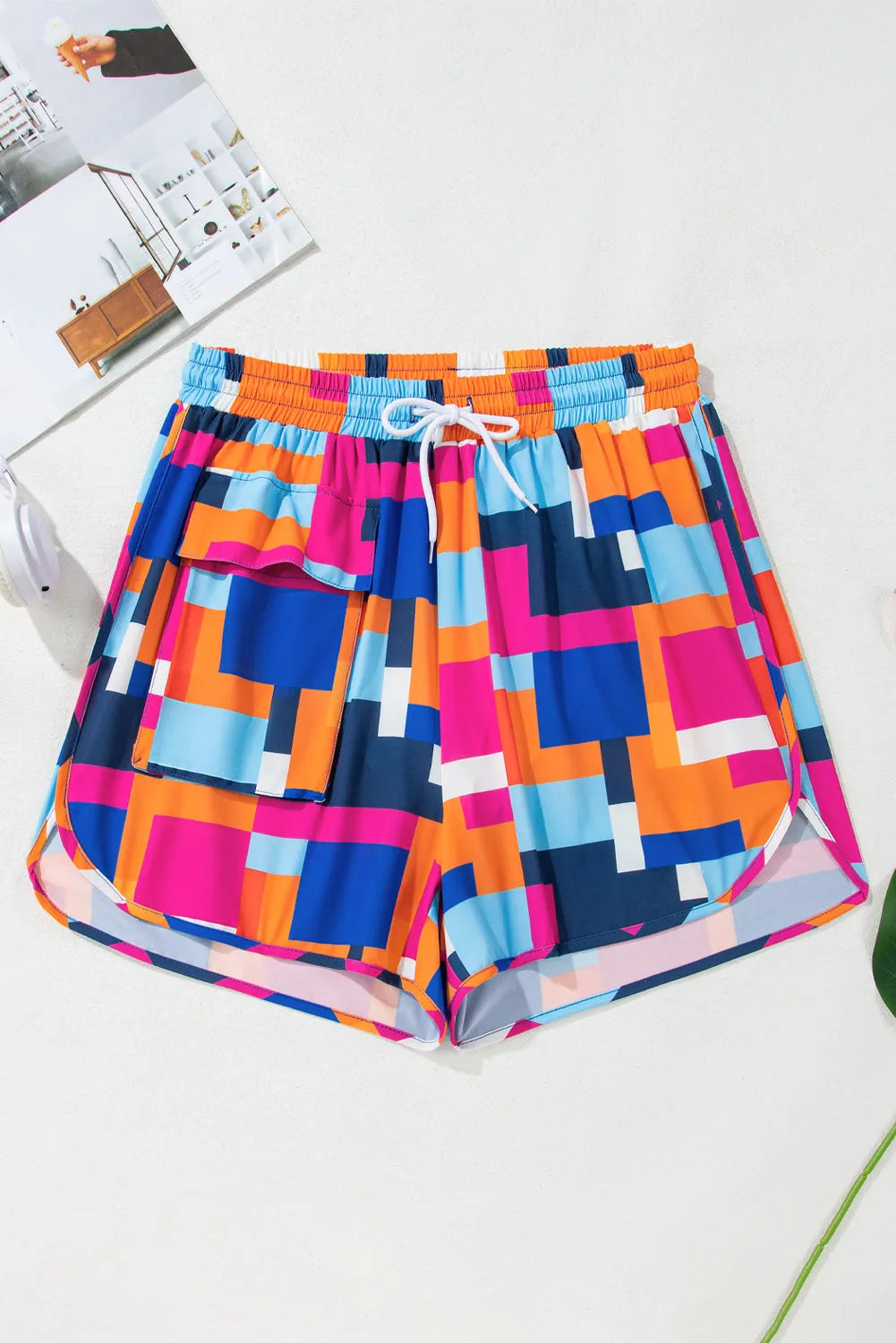 Rose GeoWave Swim Shorts - Fashionfitz