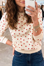 Heart print round neck long sleeve sweatshirt women UK | Fashionfitz