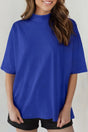 Solid colour oversized high neck tee front view | Fashionfitz UK