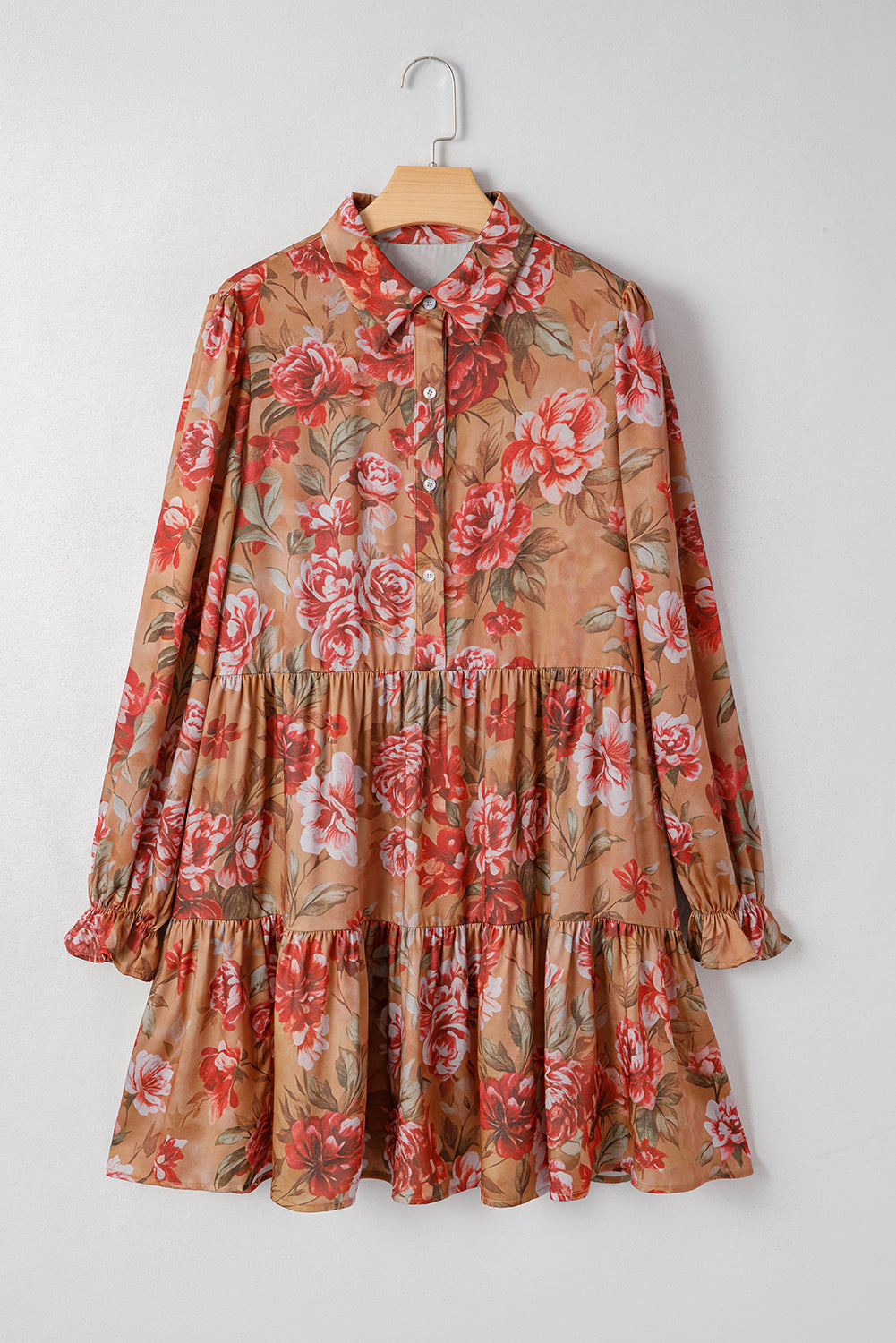 Retro Floral Ruffle Mini Dress