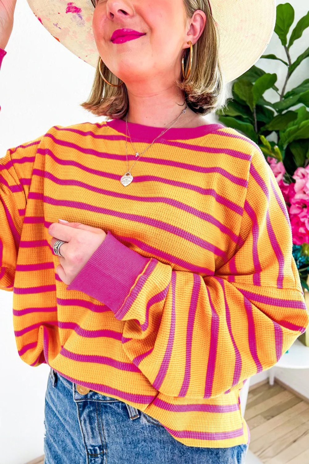 Stripe Hug Loose Fit Sweater