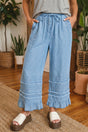 Ruffled Hem Wide Leg Chambray Pants Women UK