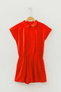 Half Zip Polo Elastic Waist Romper Women UK