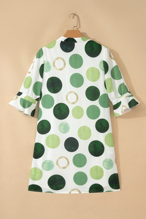 Polka Dot Flounced Half Sleeve Mini Dress Women UK