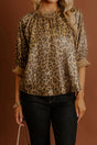 Gold metallic leopard print half sleeve blouse — front view | Fashionfitz UK