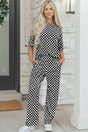 Checkered print half sleeve tee & lounge pants 2-piece loungewear set