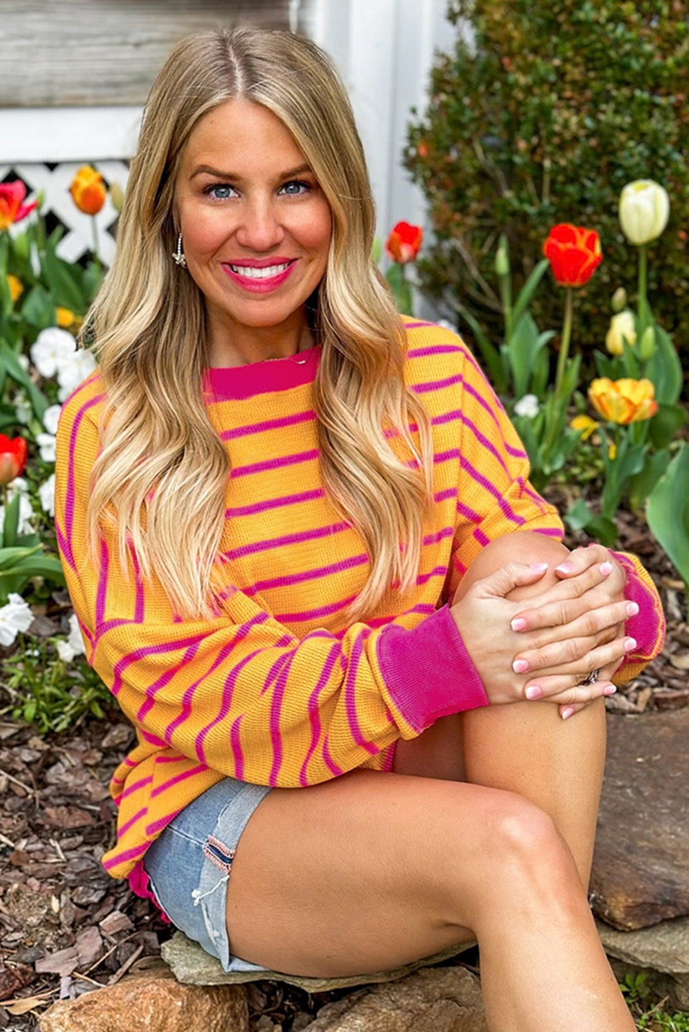 Stripe Hug Loose Fit Sweater