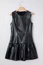 Ladies black faux leather mini dress dresses