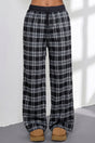 Plaid contrast drawstring waist wide leg trousers women UK | Fashionfitz