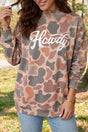 Multicolour camo print baggy mock neck pullover sweatshirt front view — Fashionfitz UK