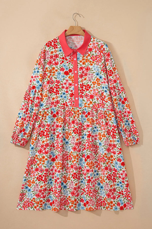Pink Plus Size Leopard Puff Sleeve Mini Dress Women UK — back view