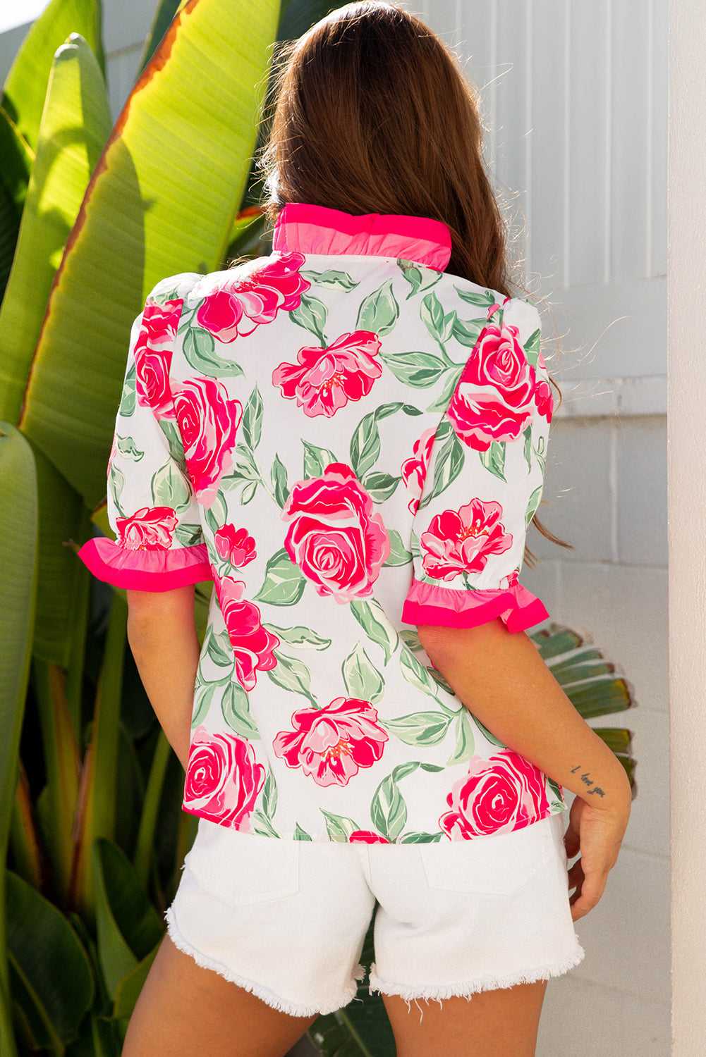 Fashionfitz Rosy Bloom Frill Blouse for Trendy Looks