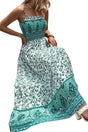 Boho floral print shirred cami high waist sleeveless maxi dress dresses