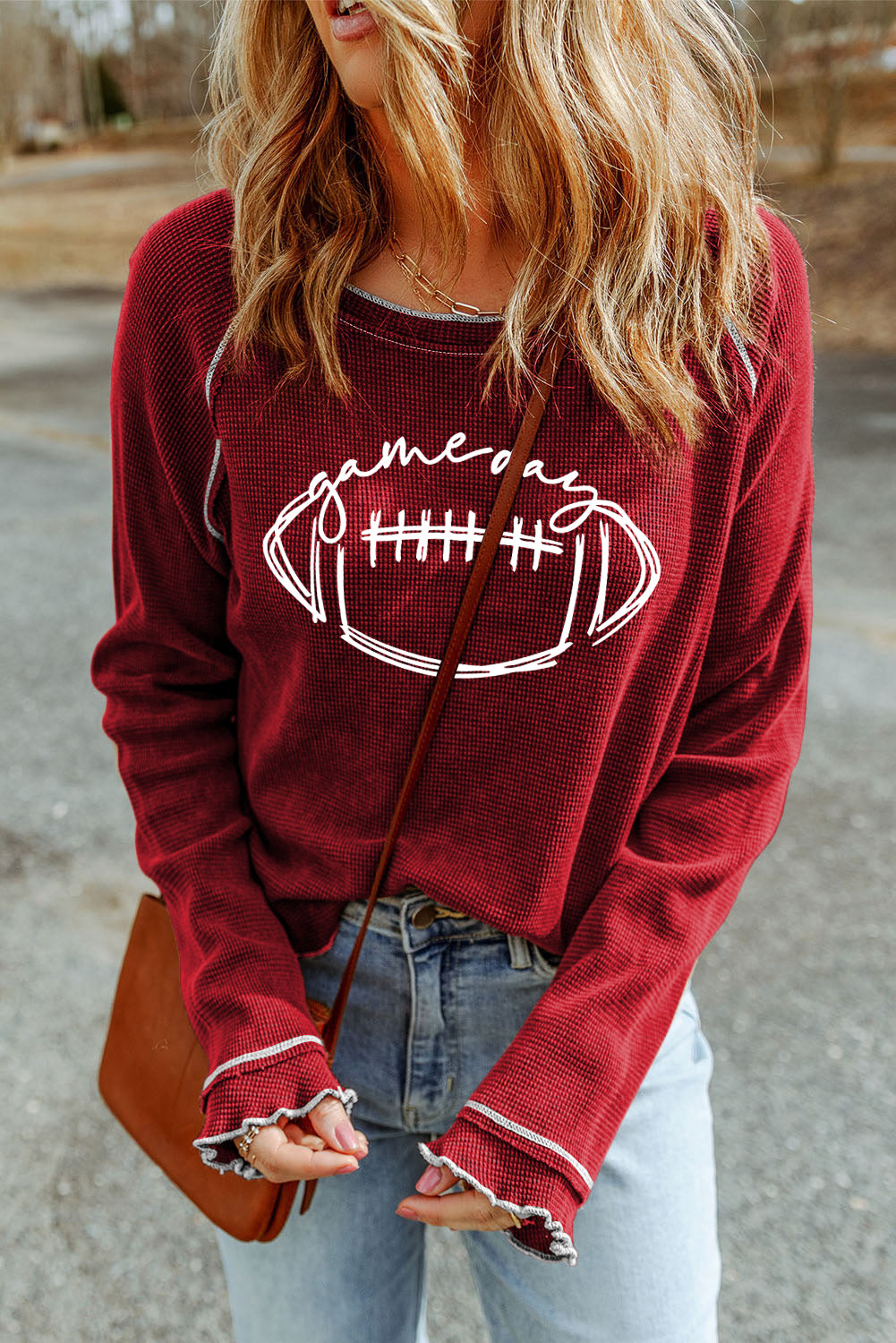 Football Graphic Thermal Knit Top