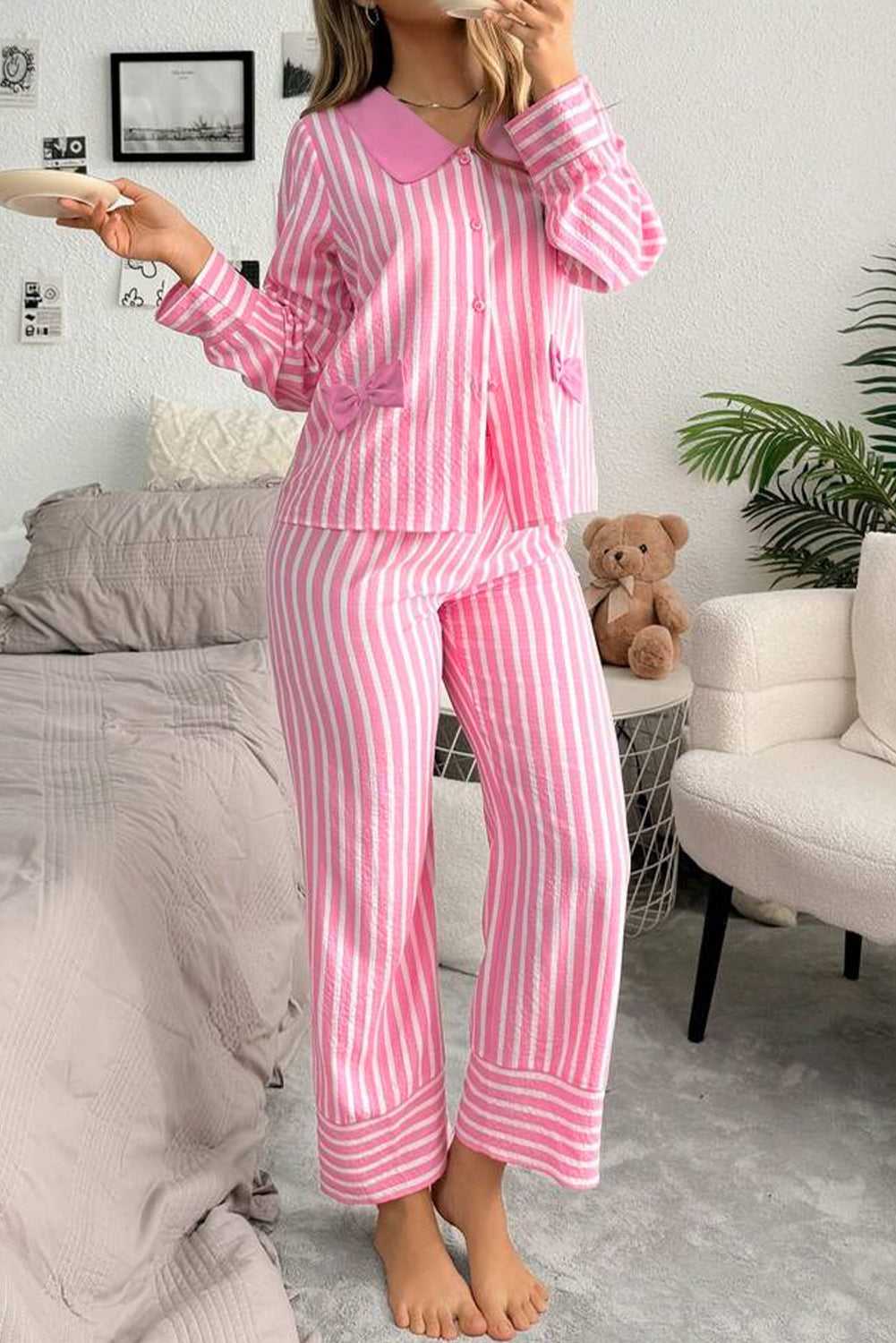 Two-piece pyjama set in soft polyester with relaxed fit