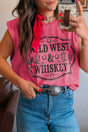 Bonbon Wild West Whiskey Print Sleeveless Muscle Top Women UK