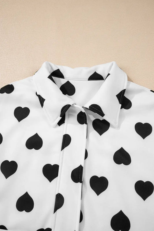 White Heart Print Windbreaker Jacket