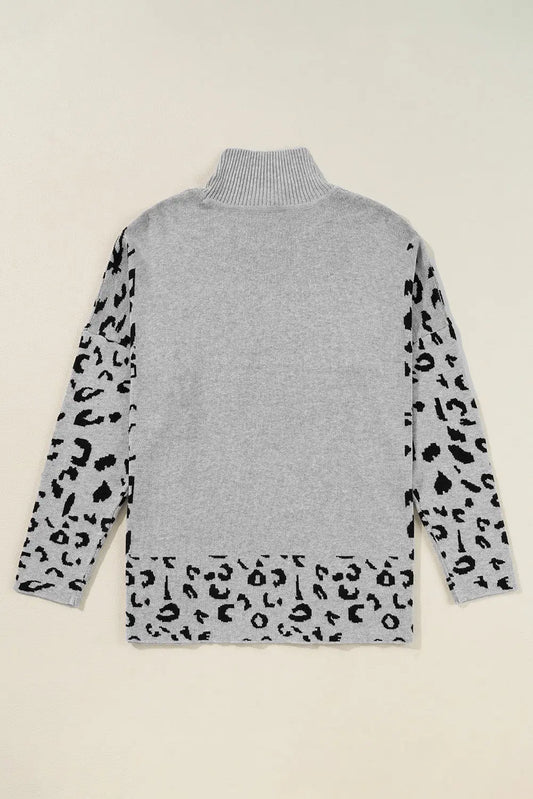 Leopard high neck oversized sweater sweaters