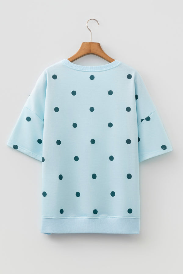 Polka Dot Crossed Seam Detail Oversized Tee Women UK