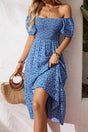 Floral Smocked Square Neck Midi Dress Women UK — front view | Fashionfitz UK