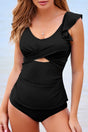 Ruffle Crossed Cutout Tankini Set Women UK