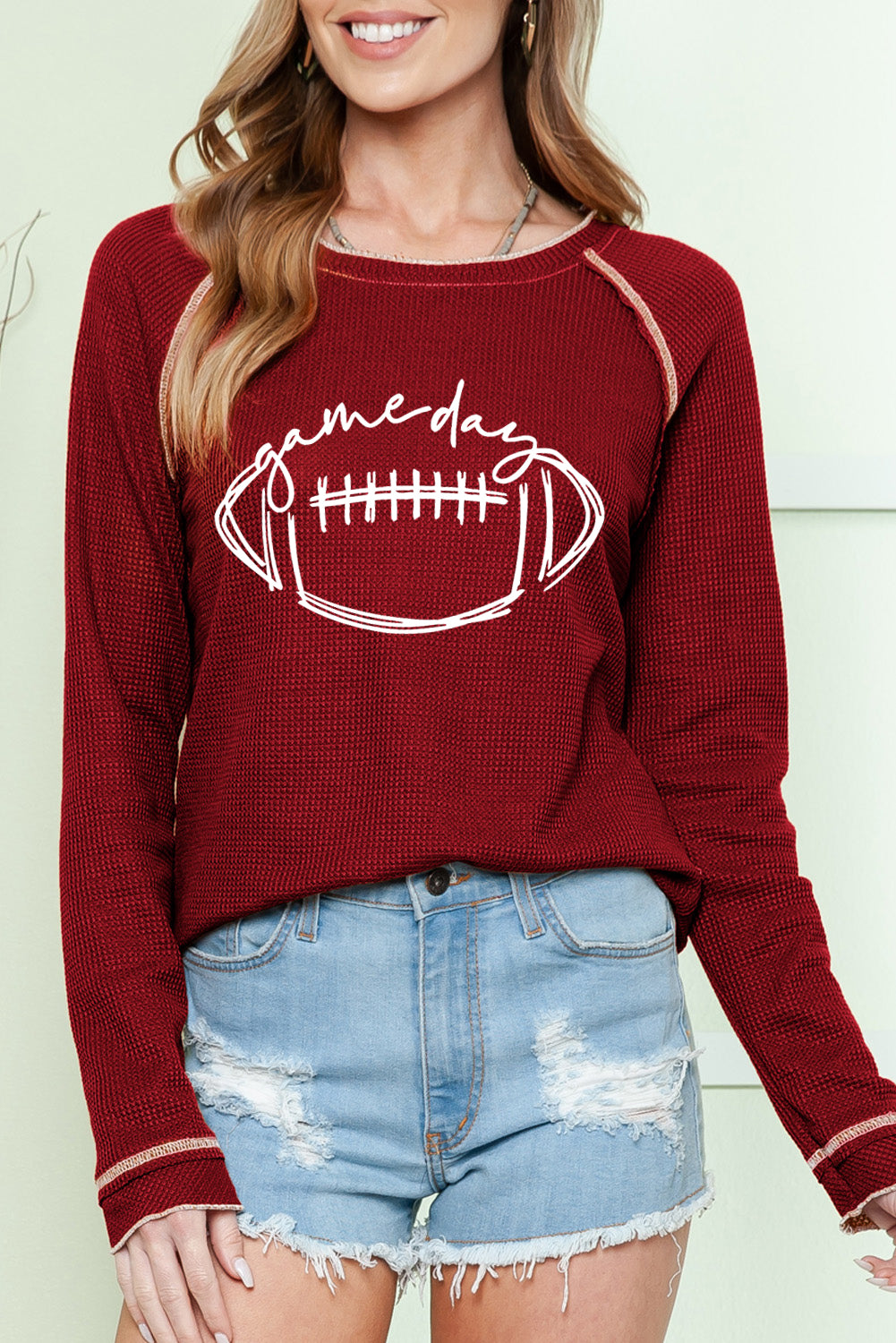 Football Graphic Thermal Knit Top