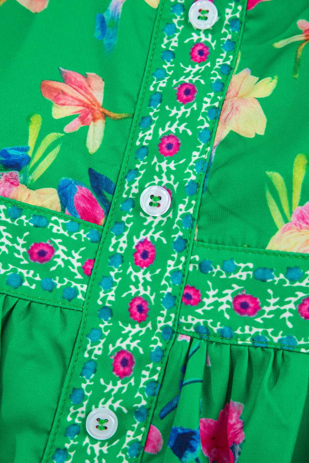 Green Floral Midi Dress - Knotted Straps