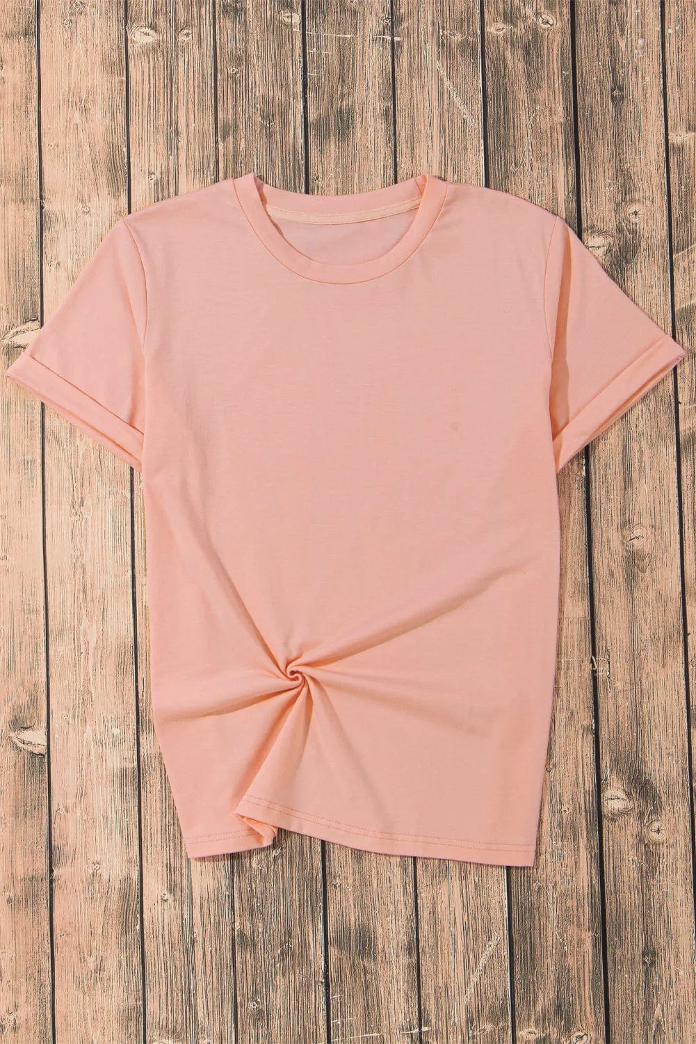 Gray Casual Plain Crew Neck Tee