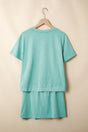 Mineral Wash V-Neck Tee Skort Set Two Piece Co-Ord High Waist Split Mini — close-up detail | Fashionfitz UK