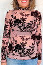 Retro Floral Mesh Long Sleeve Pullover Blouse Women UK