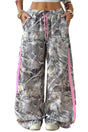 Gray camo woodland print wide leg sweatpants