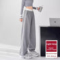 High waist wide leg sweatpants women UK — front view black