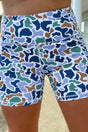 Abstract Camo Print Seam Detail Biker Shorts Women UK