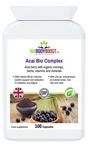 Acai Bio Complex Berry Immunity Supplement — acai berry, bilberry, elderberry and antioxidant blend, 90 vegan capsules, BioBodyBoost UK