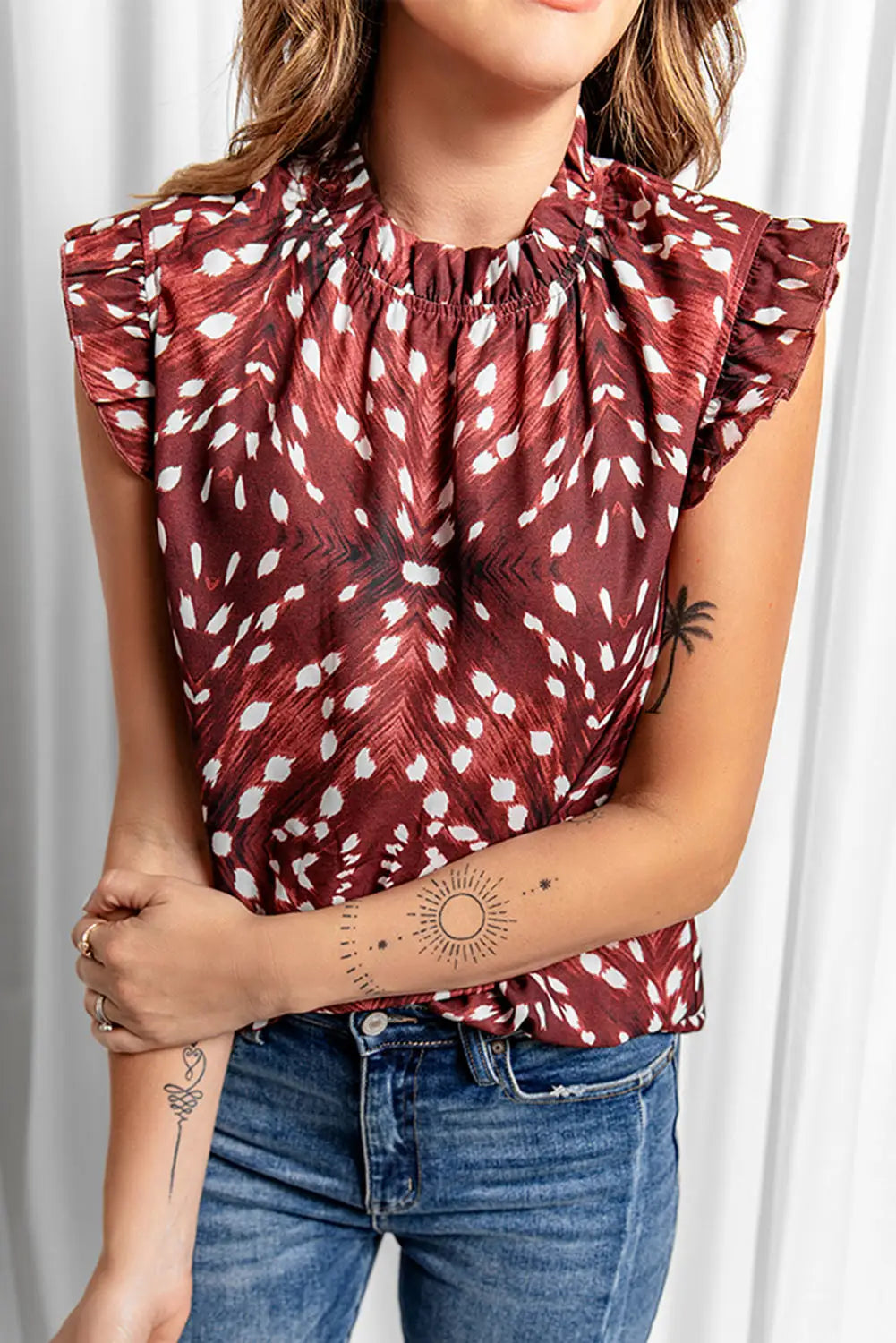 All over print flutter tank top - tops