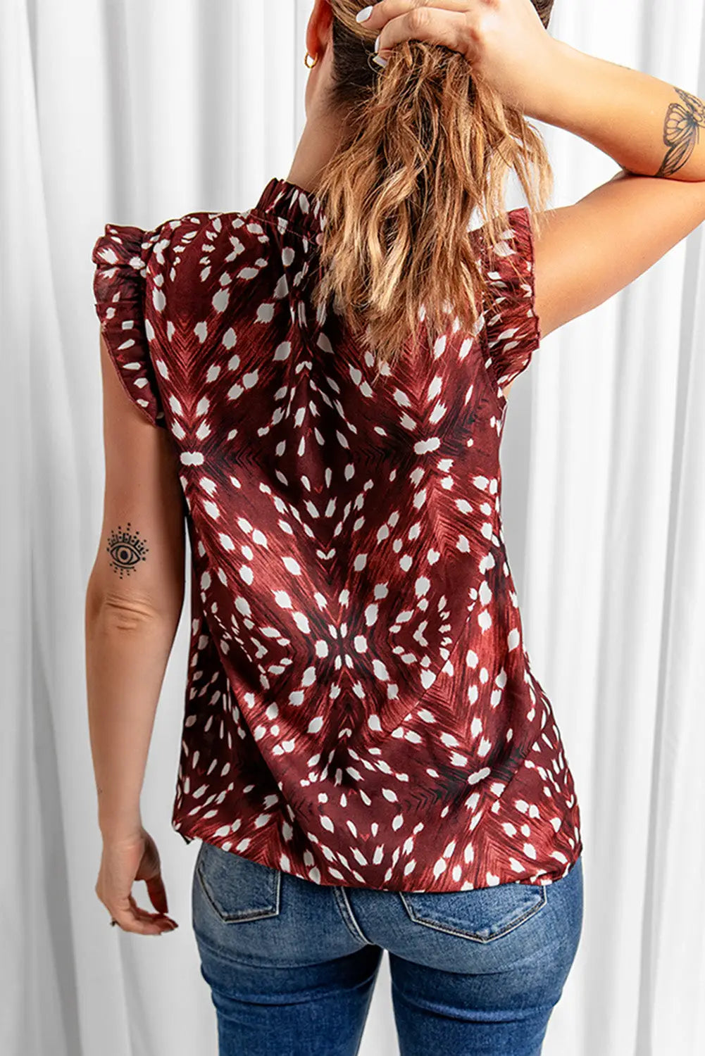 All over print flutter tank top - tops