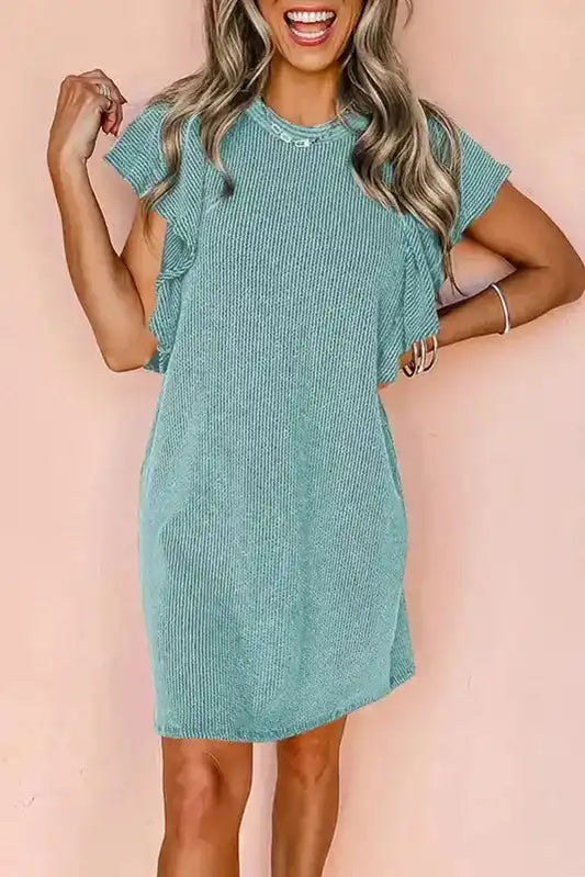 Aruba Flutter Sleeve Mini Dress - Fashionfitz