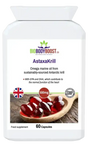 AstaxaKrill Antarctic Krill Oil Capsules — omega-3 EPA/DHA, phospholipids and astaxanthin from Antarctic krill, 60 softgels, BioBodyBoost UK