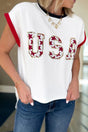 Women’s usa sequin colourblock letter print loose t-shirt t-shirts