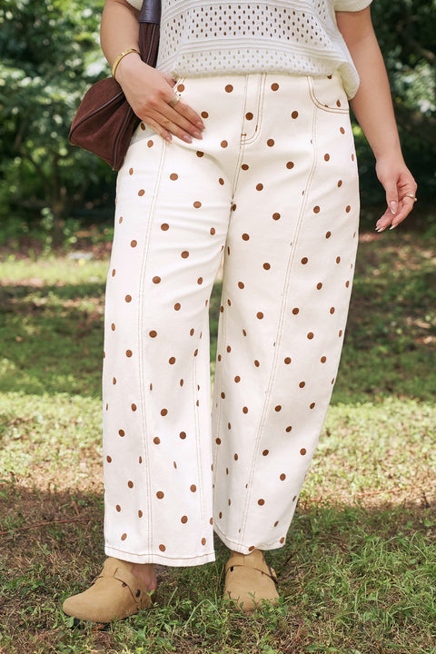 Polka Dot Print Plus Size Barrel Jeans Women UK