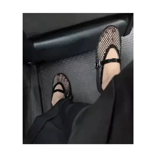 Ballet Mesh Mary Jane Flats - Fashionfitz