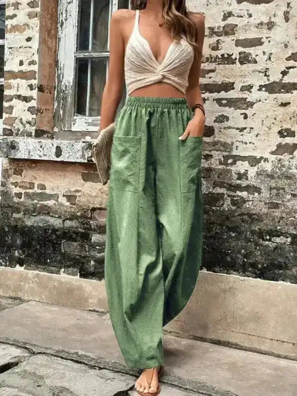 Barrel Legs Elastic Pants Trousers - Fashionfitz